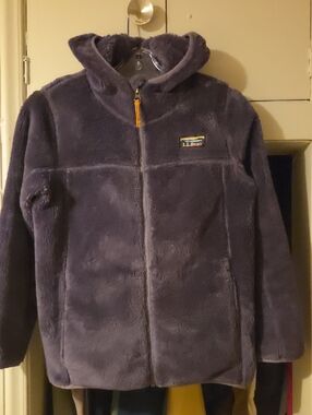 L.L. Bean Kids Plush Hooded Puffer Jacket in Dark Purple